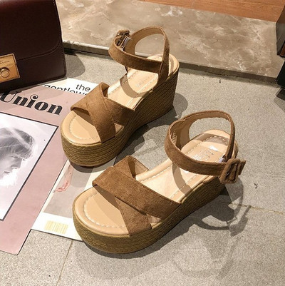 Comemore 2023, sandale cu platformă la modă pentru femei, ocazional de vară, pantofi cu platformă cu vârf deschis, cu cataramă, pantofi cu toc elegant