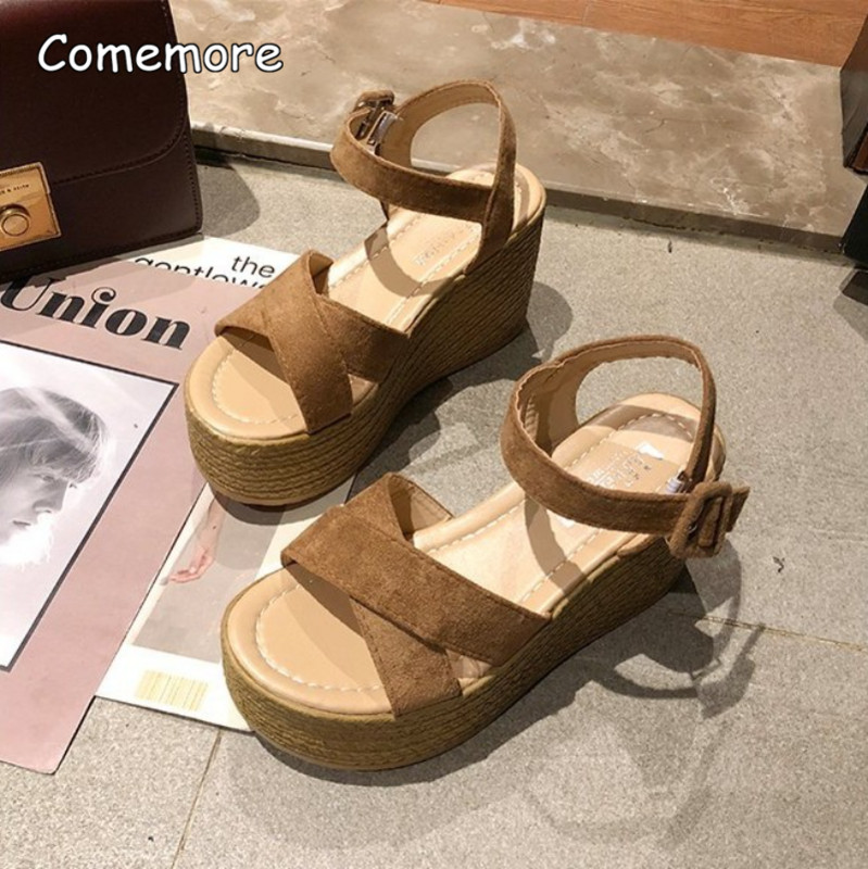 Comemore 2023, sandale cu platformă la modă pentru femei, ocazional de vară, pantofi cu platformă cu vârf deschis, cu cataramă, pantofi cu toc elegant