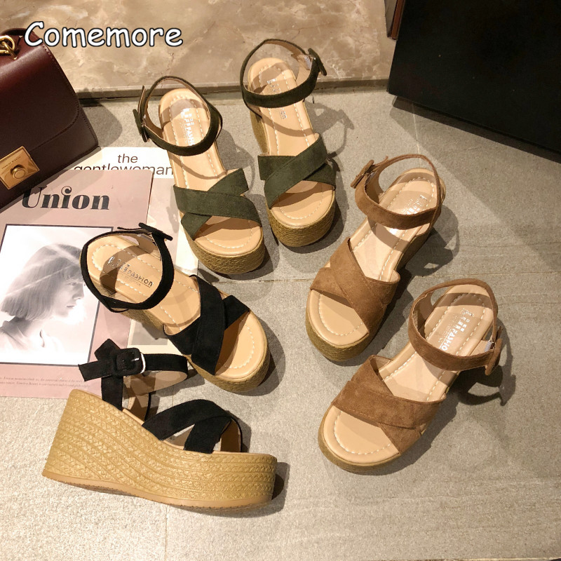 Comemore 2023, sandale cu platformă la modă pentru femei, ocazional de vară, pantofi cu platformă cu vârf deschis, cu cataramă, pantofi cu toc elegant