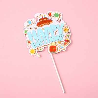 5 bucăți de hârtie de culoare bomboană pentru tort pentru mulți ani, cu inimă de desene animate drăguț, stea pentru petrecere de aniversare, inserție de tort pentru nuntă, decor desert