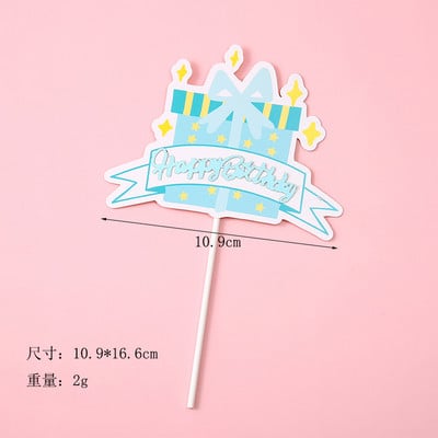 5 bucăți de hârtie de culoare bomboană pentru tort pentru mulți ani, cu inimă de desene animate drăguț, stea pentru petrecere de aniversare, inserție de tort pentru nuntă, decor desert
