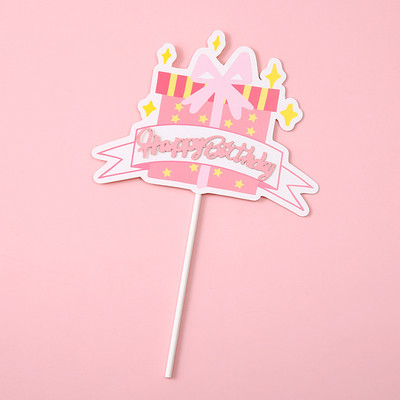 5 bucăți de hârtie de culoare bomboană pentru tort pentru mulți ani, cu inimă de desene animate drăguț, stea pentru petrecere de aniversare, inserție de tort pentru nuntă, decor desert