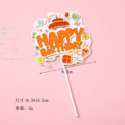 5 bucăți de hârtie de culoare bomboană pentru tort pentru mulți ani, cu inimă de desene animate drăguț, stea pentru petrecere de aniversare, inserție de tort pentru nuntă, decor desert