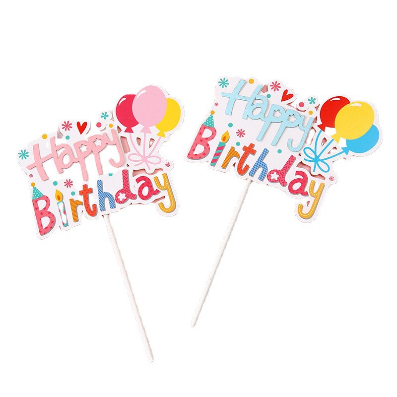 5 bucăți de hârtie de culoare bomboană pentru tort pentru mulți ani, cu inimă de desene animate drăguț, stea pentru petrecere de aniversare, inserție de tort pentru nuntă, decor desert