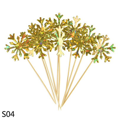 20/50 buc Topper pentru tort cu fulgi de nea pentru fetiță, pentru aniversarea de Crăciun, pentru cupcake, pentru baby shower, petrecere de nuntă, accesorii decor pentru prăjituri cu sclipici