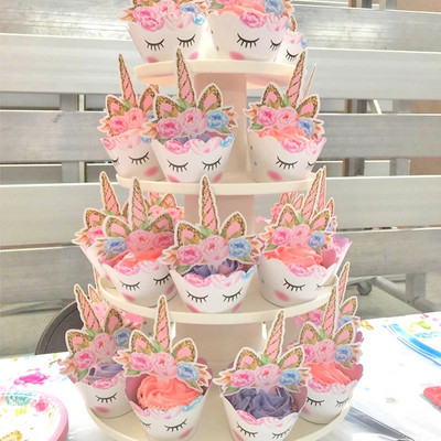 Decoratiuni pentru tort de aniversare cu unicorn, curcubeu, ambalaje pentru cupcake, pentru copii, ziua de nastere, decor de nunta, favoare pentru baby shower