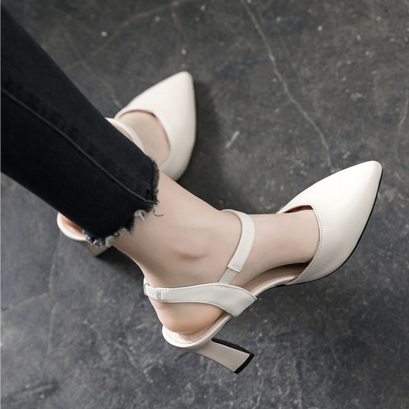 Női divatos Baotou magassarkú szandál 2023. nyári pántos Gladiátor szandál Hátsó vékony sarkú bőrszandál 34-41-es nagyméretű