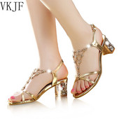 2023-as női magassarkú divatpumpák Arany strasszos Lady Sandles nyári női, nyitott orrú esküvői cipők Női magassarkúk