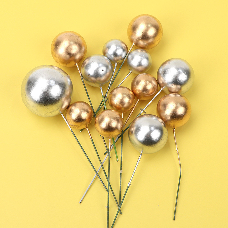 20 gab. Metāla bumbiņu kūkas virsma radošs DIY kūkas dekors kāzu dzimšanas dienas ballīšu dekorēšanai Zelta sudraba zila rozā kūkas virsma