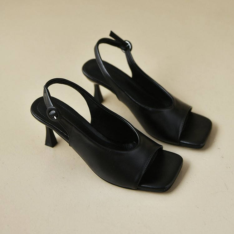 Naiste 2023. aasta kõrged kontsad, uued suvemood õhukesed kontsad Seksikad moodsad ruudukujulised avatud varbaga peened keskmise kontsaga üherealised pandlaga kontsad