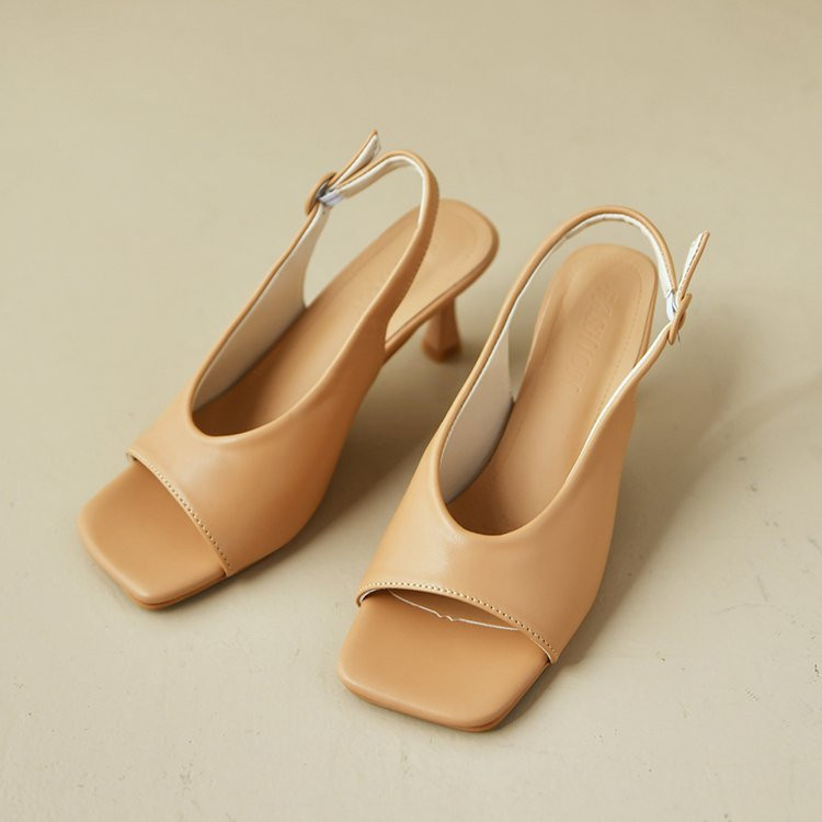 Naiste 2023. aasta kõrged kontsad, uued suvemood õhukesed kontsad Seksikad moodsad ruudukujulised avatud varbaga peened keskmise kontsaga üherealised pandlaga kontsad