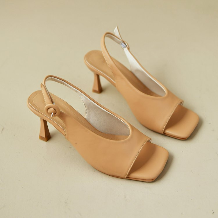 Naiste 2023. aasta kõrged kontsad, uued suvemood õhukesed kontsad Seksikad moodsad ruudukujulised avatud varbaga peened keskmise kontsaga üherealised pandlaga kontsad