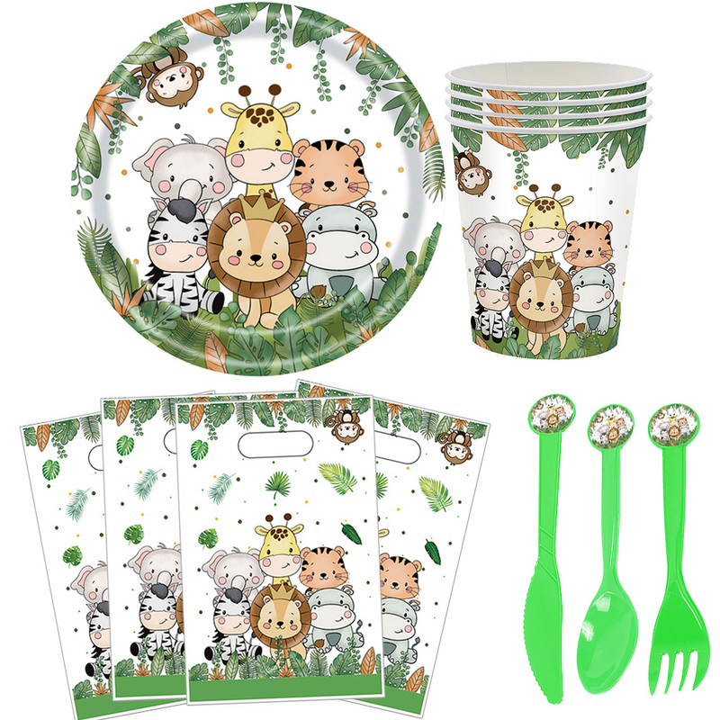 Baby Shower Safari Jungle Animals Θέμα Cupcake Toppers Forest Θέμα για πάρτι γενεθλίων για παιδιά και ενήλικες Διακόσμηση πάρτι