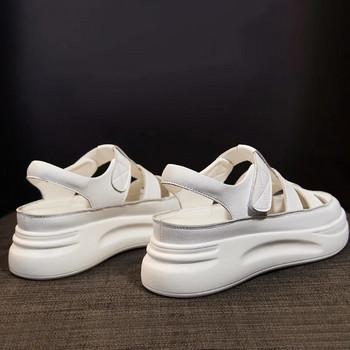 Римски обувки Baotou New Thick Sole Reheight Height Round Toe Дамски бели спортни сандали Sandálias Femininas Verao