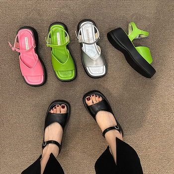 Дамски модни дизайнерски сандали с мек панел Дамски комфортни плажни обувки с плоски отворени пръсти Туристически дамски сандали на платформа Zapatos Mujer