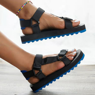 Nyári női platós szandálok színes blokkoló strandcipők vastag talpú női szandálok, gyorsan száradó, csúszásmentes hétköznapi lábbelik