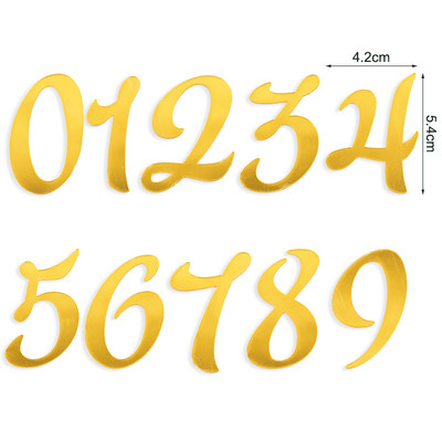 1 komplekts 0–9 skaitļa zelta akrila kūkas virsma kāzu gadadienai dzimšanas dienas kūkas dekorēšanai digitālo kūku pildījumu karodziņš
