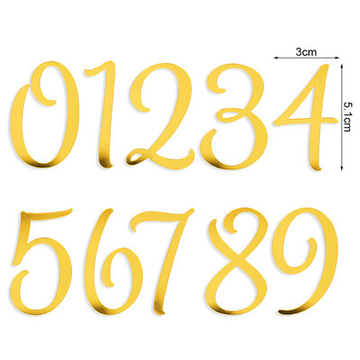 1 komplekts 0–9 skaitļa zelta akrila kūkas virsma kāzu gadadienai dzimšanas dienas kūkas dekorēšanai digitālo kūku pildījumu karodziņš
