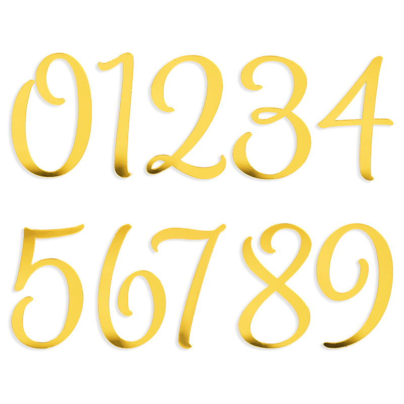 1 komplekts 0–9 skaitļa zelta akrila kūkas virsma kāzu gadadienai dzimšanas dienas kūkas dekorēšanai digitālo kūku pildījumu karodziņš