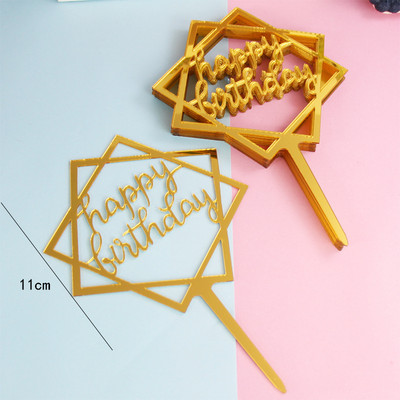 10 DB/SET Akril tortafedő Arany villogó tortafedő Boldog születésnapi parti dekoráció otthoni parti kellékekhez Cupcake fedő