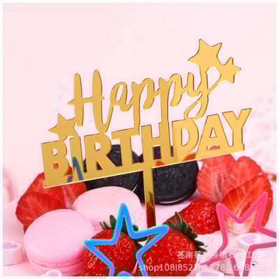 10 DB/SET Akril tortafedő Arany villogó tortafedő Boldog születésnapi parti dekoráció otthoni parti kellékekhez Cupcake fedő