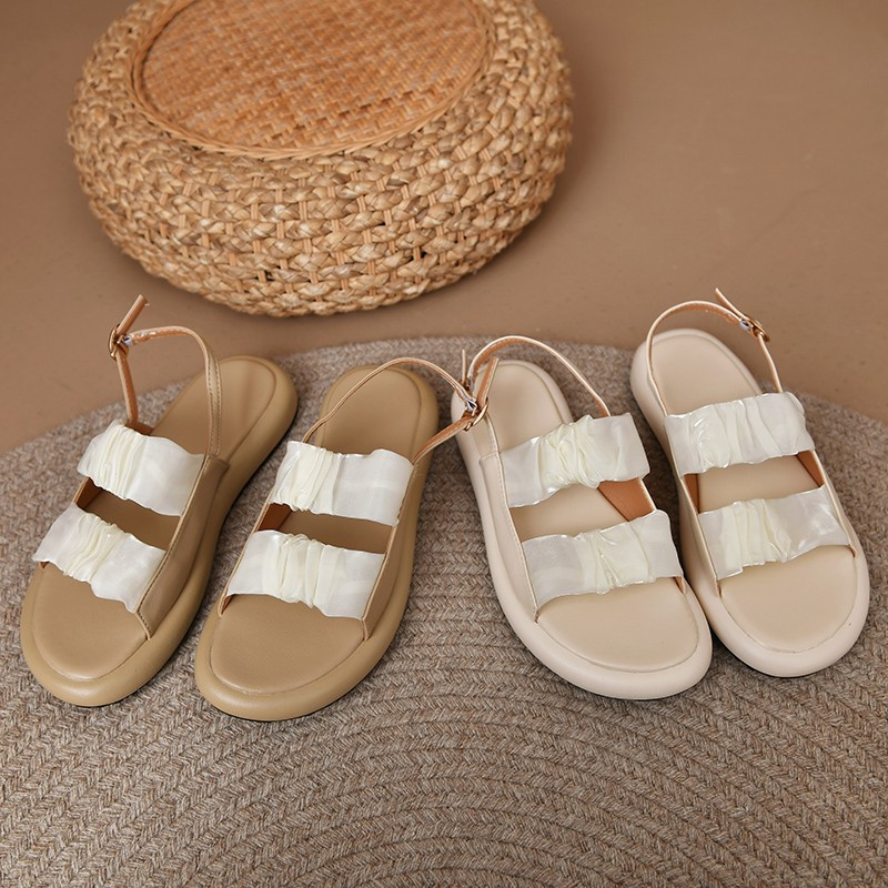 2023 Νέα μόδα καλοκαιρινές γυναικείες παντόφλες πλισέ χρώμα που ταιριάζουν casual, ευέλικτο, σέξι πέδιλα με ίσια κάτω μύτη