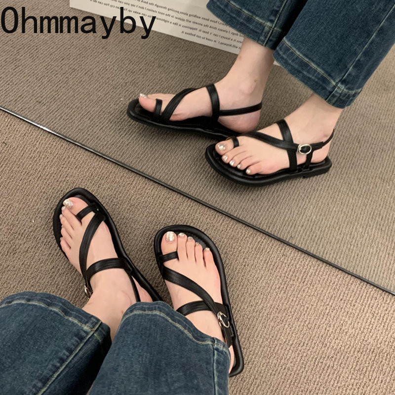 Καλοκαίρι 2023 Νέο γυναικείο σανδάλι Στενό λουράκι Γυναικεία κομψά παπούτσια Gladiator Γυναικεία μαλακή σόλα για εξωτερικούς χώρους Σανδάλια