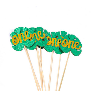 Glitter Gold Wild one Happy Birthday Cake Topper Boy Girl 1st First Birthday Party Cupcake Topper Jungle Safari Party Decoration