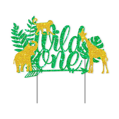 Glitter Gold Wild one Happy Birthday Topper Topper Dječak Djevojčica 1st First Birthday Party Cupcake Topper Jungle Safari Party Decoration
