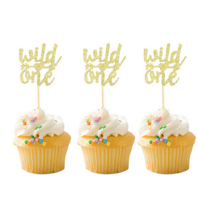 Glitter Gold Wild one Happy Birthday Topper Topper Dječak Djevojčica 1st First Birthday Party Cupcake Topper Jungle Safari Party Decoration