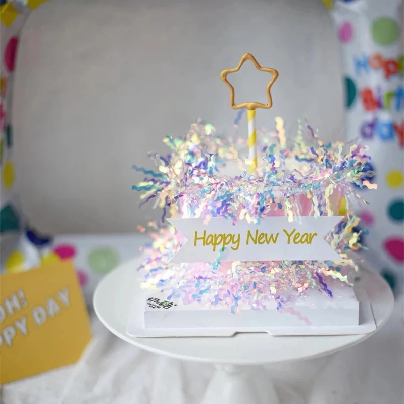 20 buc. Topper pentru tort cu sclipici La mulți ani, cu focuri de artificii colorate, cu ciucuri, pentru cupcake, pentru nunta, pentru baby shower, pentru coacere, pentru desert, pentru decor de tort