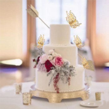 12 τμχ Τρισδιάστατο χαρτί πεταλούδα Κορυφές για τούρτες γενεθλίων Κούφιο κάλυμμα ψησίματος Αυτοκόλλητα διακόσμησης για το σπίτι Τέχνη τοίχου Διακόσμηση γαμήλιου πάρτι