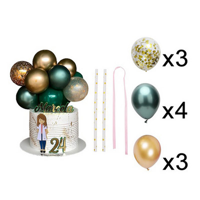 10 bucăți din latex balon pentru tort, paiete metalice, decorare colorată pentru tort