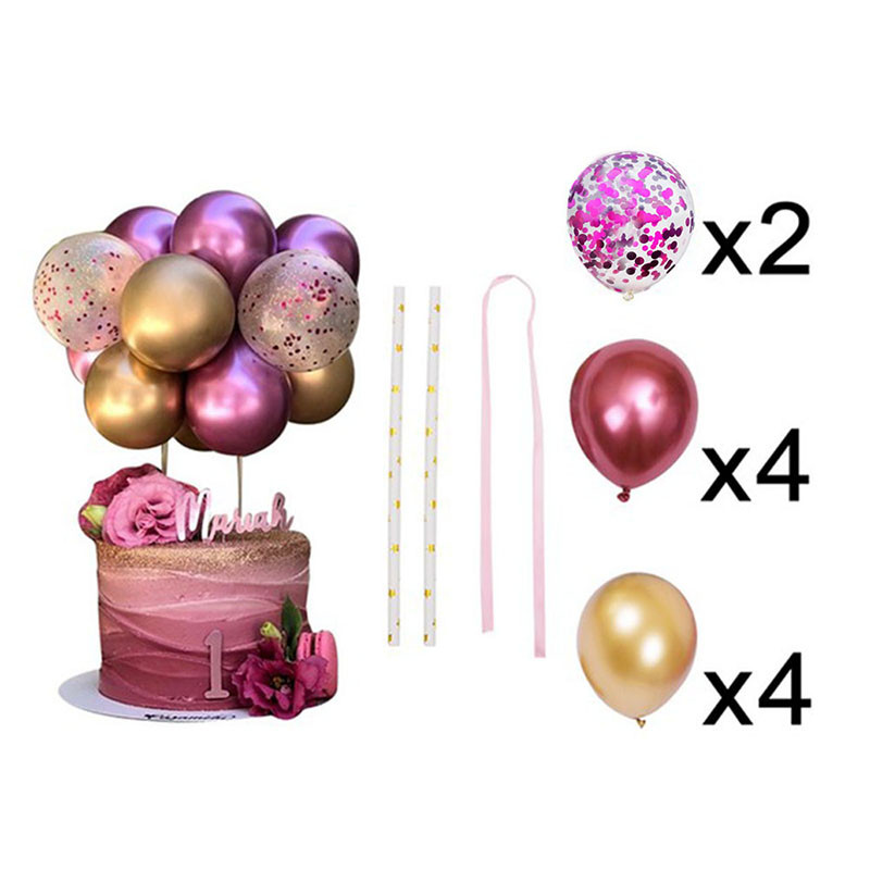 10 bucăți din latex balon pentru tort, paiete metalice, decorare colorată pentru tort