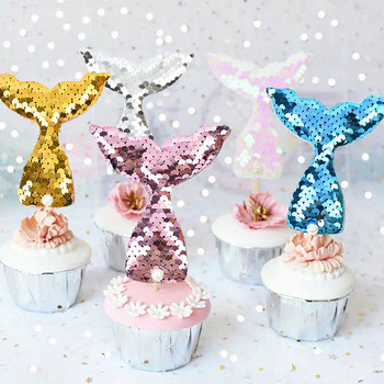 1 комплект консумативи за декорация на торта за парти на русалка Очарователна бляскава опашка на русалка за кексчета за рожден ден Baby Shower Тематично парти на русалка