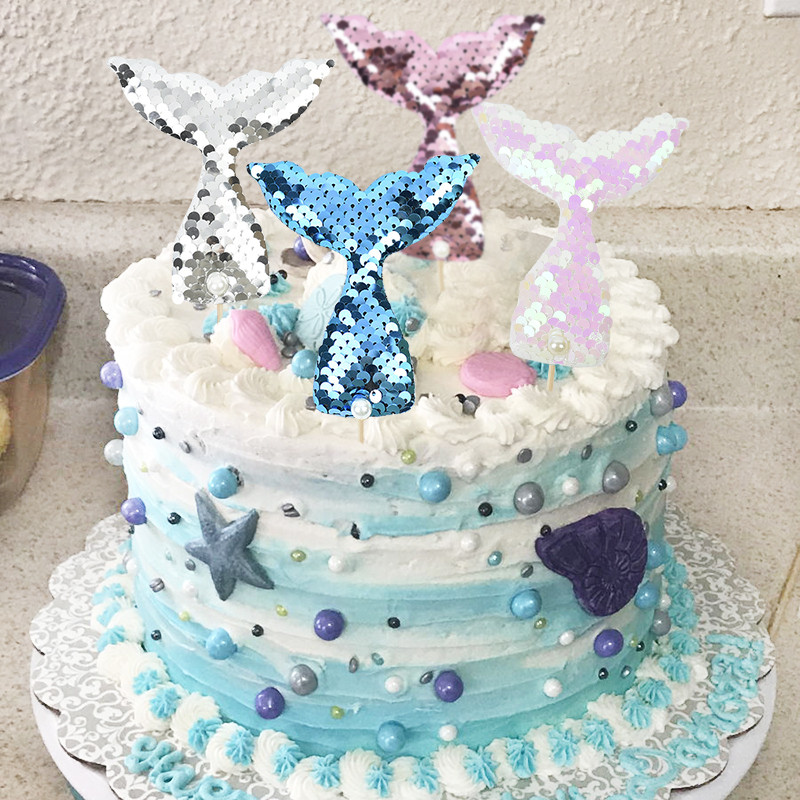 1 Σετ διακοσμητικά προμήθειες για τούρτα για πάρτι Mermaid Αξιολάτρευτο Glitter Γοργόνα ουρά Cupcake για πάρτι γενεθλίων Baby Shower Γοργόνα με θέμα