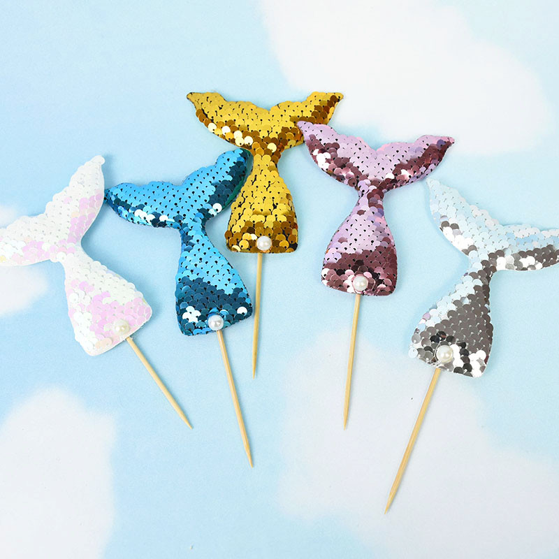 1 Σετ διακοσμητικά προμήθειες για τούρτα για πάρτι Mermaid Αξιολάτρευτο Glitter Γοργόνα ουρά Cupcake για πάρτι γενεθλίων Baby Shower Γοργόνα με θέμα