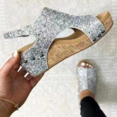 Sieviešu platformas ķīļveida sandales Vasaras apavi Bling Sandales ar atvērtiem papēžiem sievietēm brīvā dabā. Sieviešu sandalijas 35-43 izmērs