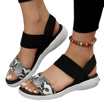 Σανδάλια με σφήνα με στάμπα από δέρμα φιδιού για γυναίκες Καλοκαίρι 2023 Μόδα, αντιολισθητικά παπούτσια παραλίας Γυναικεία ελαφριά αιτιώδη αθλητικά Sandalias Mujer