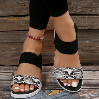 Дамски сандали на танкетка със змийска кожа Лято 2023 Модни неплъзгащи се плажни обувки Дамски леки каузални спортни сандалии Mujer