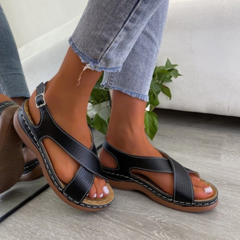 2021 Дамски сандали Дишащи удобни пазаруване Дамски обувки за ходене Обувки на токчета Летни сандали на платформа Mujer Плюс размер 43