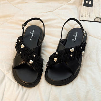 Дамски летни нови модни сандали Нови чехли на платформа през 2023 г. Обувки Висококачествени плоски обувки Класически черни сандали за ходене на открито