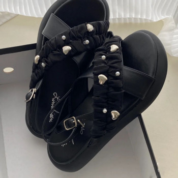 Дамски летни нови модни сандали Нови чехли на платформа през 2023 г. Обувки Висококачествени плоски обувки Класически черни сандали за ходене на открито