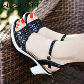 Sandale gladiator din autentică pentru femei Sandale noi pentru femei cu toc înalt Cataramă cu stras gros cu gura de pește Pantofi pentru femei