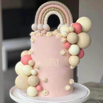 Boho плетена горна част за торта Ръчно изработено памучно въже Rainbow Cloud Cake Decorating Supplies for Baby Shower Wedding Birthday Decoration