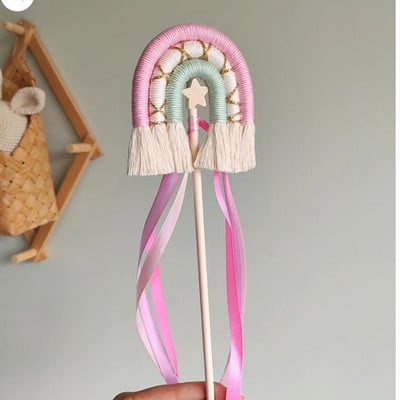 Decorat pentru tort, împletit Boho, frânghie din bumbac, lucrată manual, nor curcubeu, pentru decorarea torturilor, pentru baby shower, nuntă, ziua de naștere.