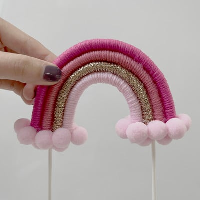 Decorat pentru tort, împletit Boho, frânghie din bumbac, lucrată manual, nor curcubeu, pentru decorarea torturilor, pentru baby shower, nuntă, ziua de naștere.