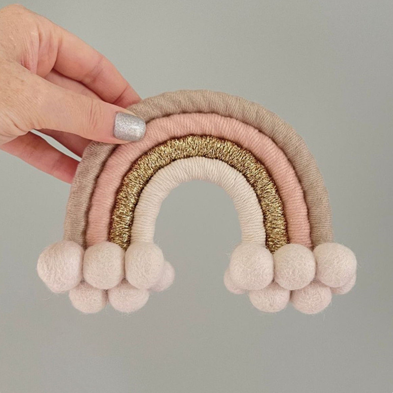 Decorat pentru tort, împletit Boho, frânghie din bumbac, lucrată manual, nor curcubeu, pentru decorarea torturilor, pentru baby shower, nuntă, ziua de naștere.