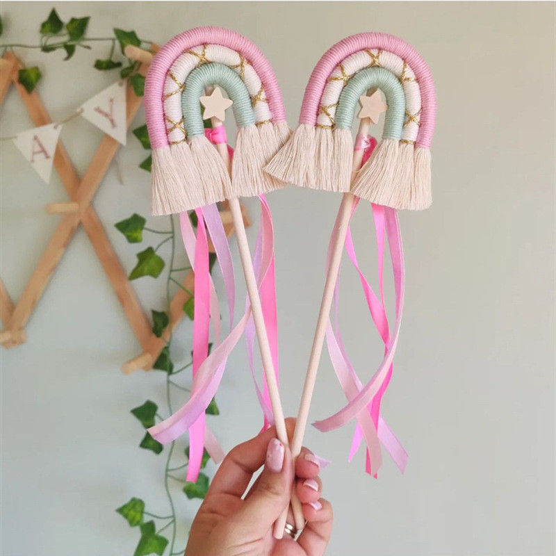 Decorat pentru tort, împletit Boho, frânghie din bumbac, lucrată manual, nor curcubeu, pentru decorarea torturilor, pentru baby shower, nuntă, ziua de naștere.