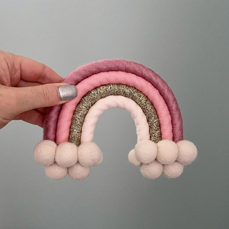 Decorat pentru tort, împletit Boho, frânghie din bumbac, lucrată manual, nor curcubeu, pentru decorarea torturilor, pentru baby shower, nuntă, ziua de naștere.